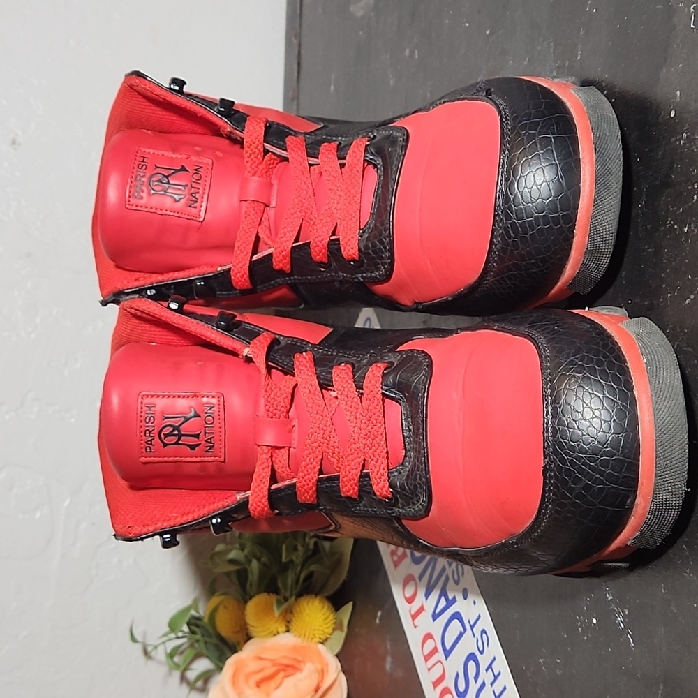 PARISH NATION Red Black Sneaker Boot 9.5 - Picture 9 of 14